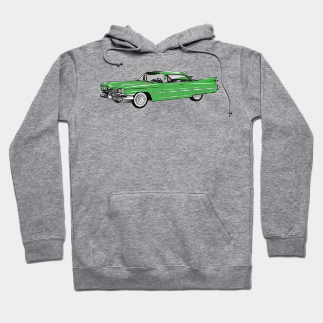 Classic car 1959 cartoon illustration Hoodie by Miss Cartoon